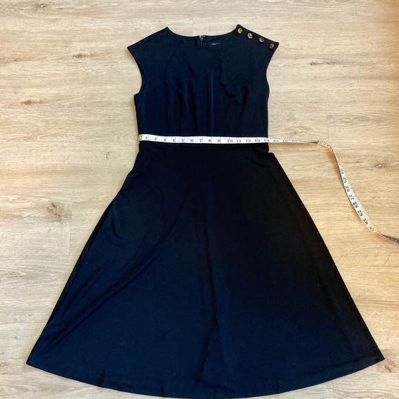 Shoulder Button Matte Jersey Flare Dress - Picture 11 of 16